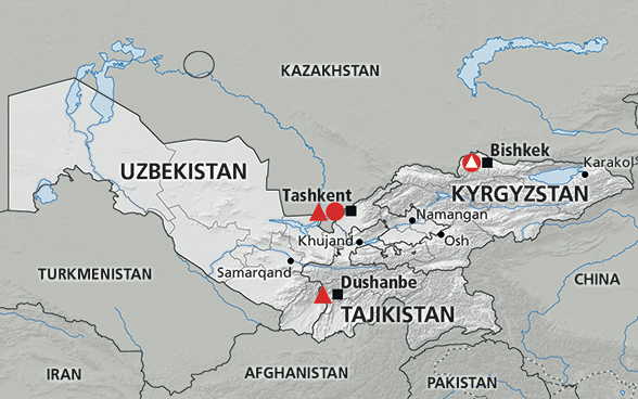 Карта узбекистана и таджикистана с городами на русском языке