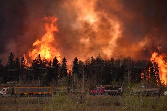 استمرار الحرائق فى كندا تحول دون وصول قوافل إنقاذ إلى مقاطعة نفطية