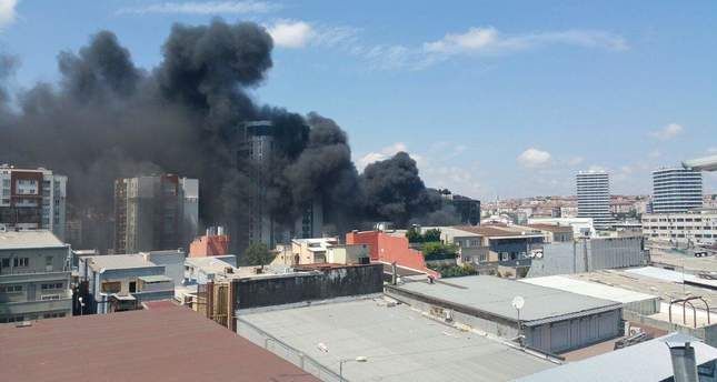 Fire erupts in business center in Istanbul