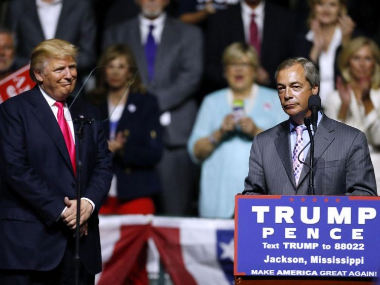 Brexit leader Nigel Farage urges Donald Trump voters to 'stand up to the establishment'