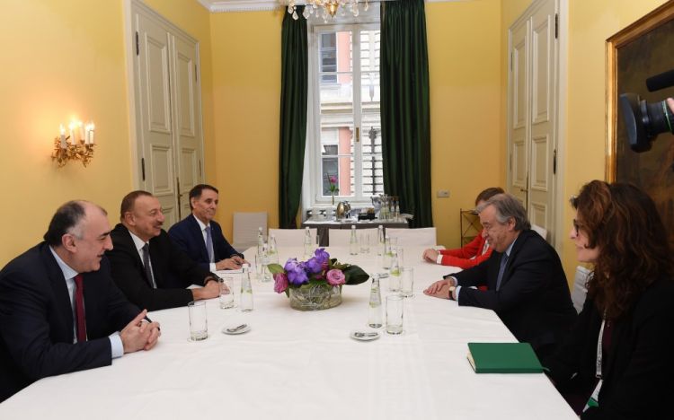 Prezident İlham Əliyev Münxendə BMT-nin baş katibi Antonio Quterreş ilə görüşüb