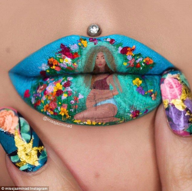 Crazy in love with LIPS: Make up artist recreates Beyonce's iconic pregnancy pose on her pout