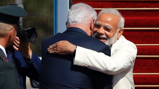 مودي أول رئيس وزراء للهند يزور إسرائيل