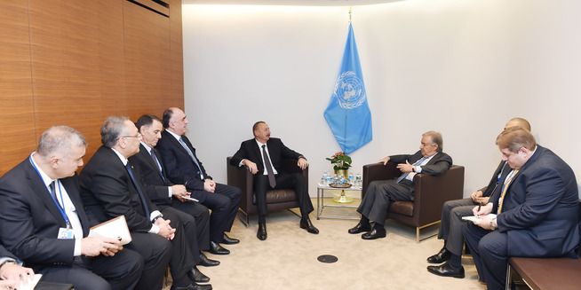 لقاء الرئيس الهام علييف مع الامين العام للامم المتحدة انطونيو غوتيريس في نيويورك صور