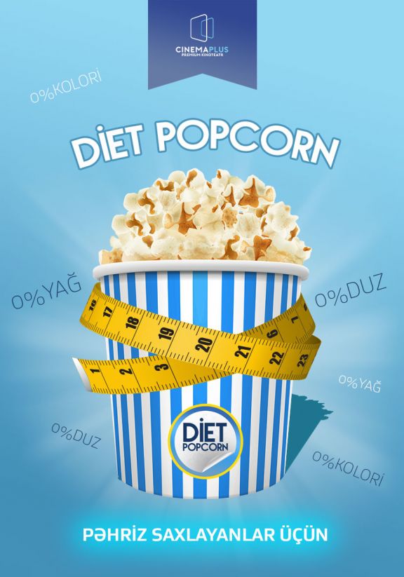 В азербайджанских кинотеатрах «CinemaPlus» начинается продажа продукта “Diet Popcorn”!
