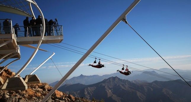 UAE opens world s longest zip line measuring 2.8 km in length