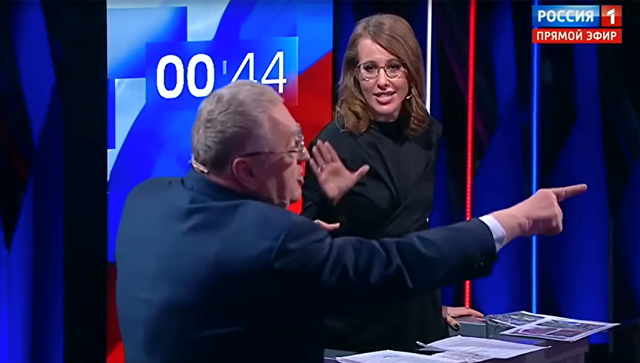Собчак и Жириновский снова вступили в перепалку на дебатах