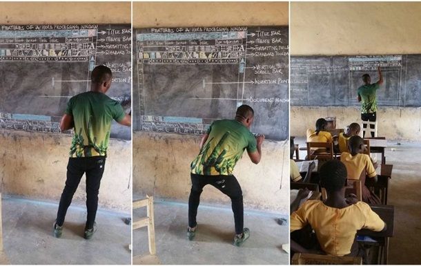 Африканец прославился, преподавая Microsoft Word на доске