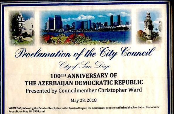 В американском городе Сан-Диего 28 мая объявлено днем 100-летия АДР