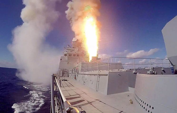 Russian missile frigate holds live-fire drills in Black Sea