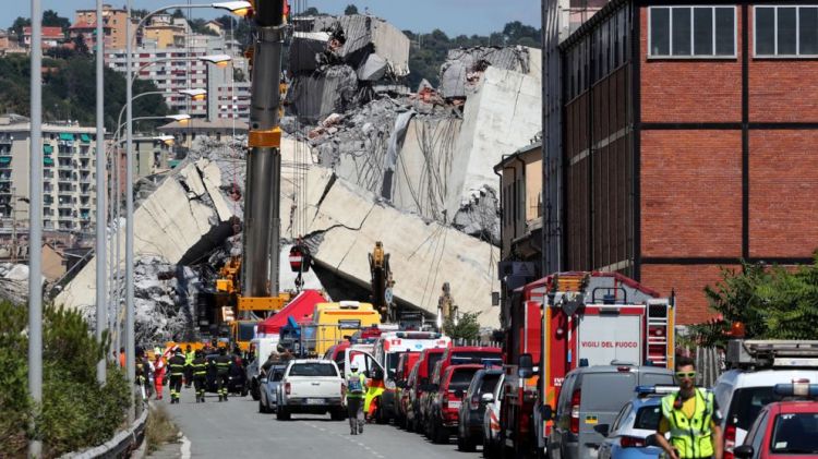 10 to 20 people may be trapped in debris after bridge collapse in Genoa
