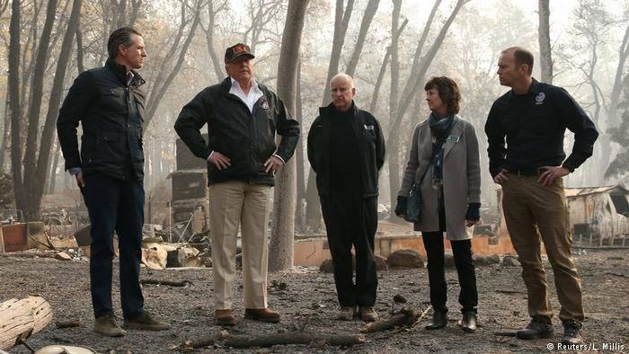 US President Donald Trump visits California wildfire devastation