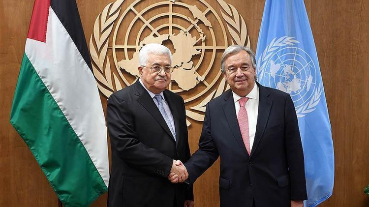 UN chief congratulates Palestine's Abbas on G-77 chair