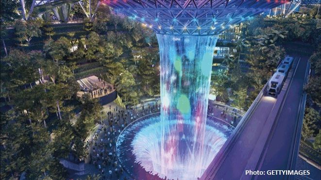 Singapore World S Tallest Indoor Waterfall Opens In Airport