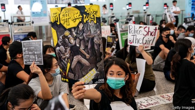 Protesters in Hong Kong take their grievances to the airport