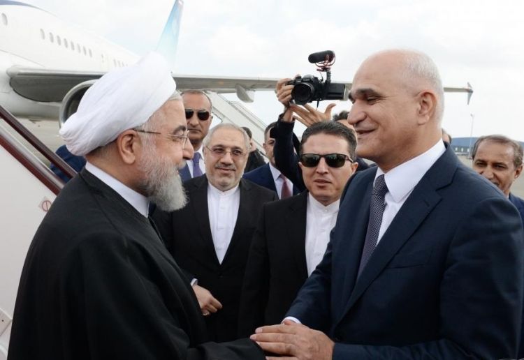 Iran’s President Hassan Rouhani arrives in Azerbaijan