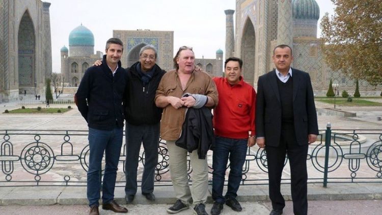 French actor Gerard Depardieu arrives in Uzbekistan