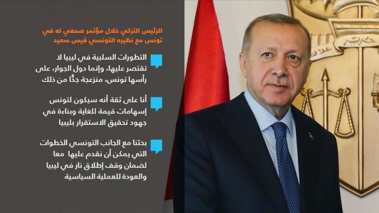 أردوغان: سيكون لتونس إسهامات قيمّة في جهود الاستقرار بليبيا