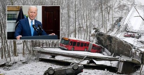 Bridge falls before Joe Biden visit
