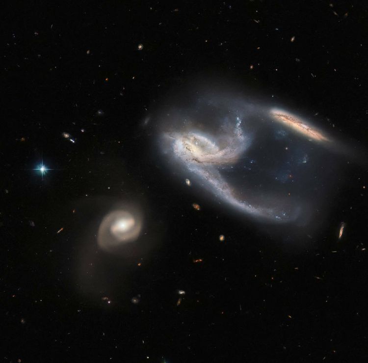NASA's Hubble Space Telescope captures mesmerizing look at three galaxies in one image