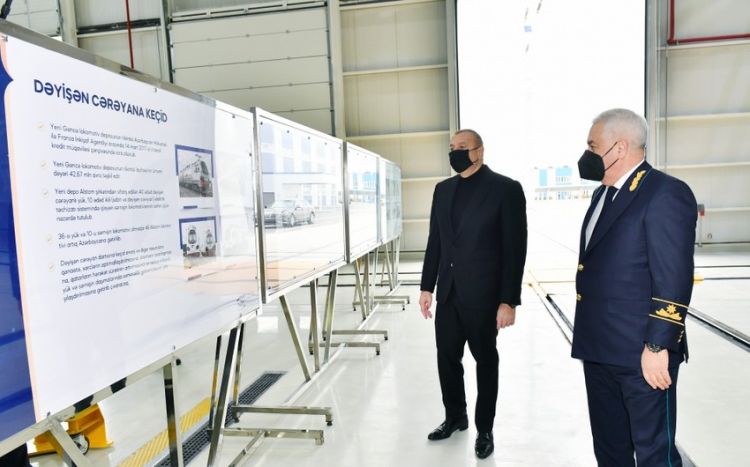 Ильхам Алиев принял участие в открытии локомотивного депо ЗАО "Азербайджанской железной дороги"