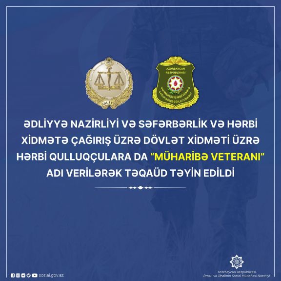 Daha iki qurum üzrə hərbi qulluqçulara “Müharibə veteranı” adı verildi
