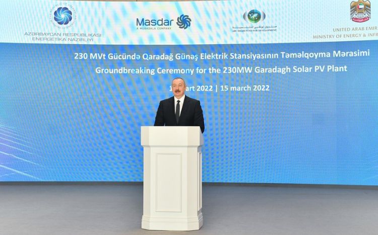 Prezident “Qaradağ” Günəş Elektrik Stansiyasının təməlqoyma mərasimində iştirak etdi