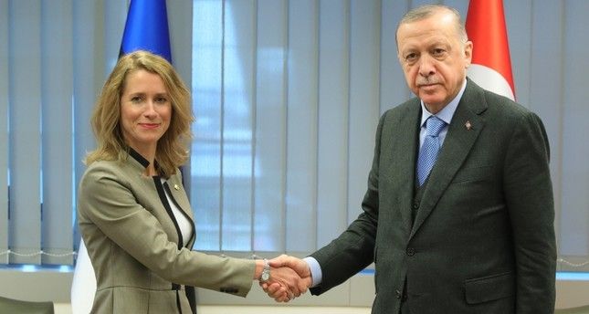 أردوغان يلتقي رئيسة وزراء إستونيا في بروكسل