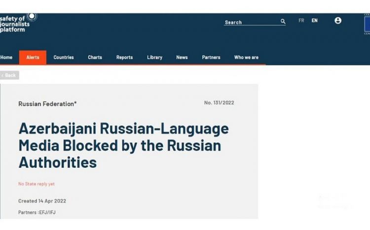 Платформа Совета Европы выразила поддержку заблокированным в РФ азербайджанским СМИ