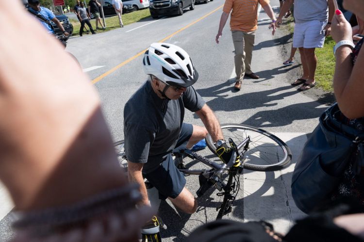 U.S. President Biden takes a tumble off his bicycle in Delaware