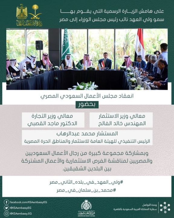 اجتماعات بين مسئولين ورجال أعمال سعوديين ومصريين في القاهرة لزيادة التعاون الاقتصادي
