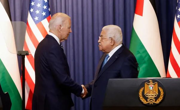 Joe Biden greeted by protests during brief visit to Palestine