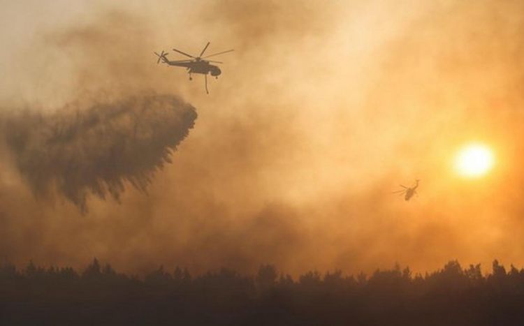 Hadrut qəsəbəsində yanğın Helikopter havaya qaldırıldı