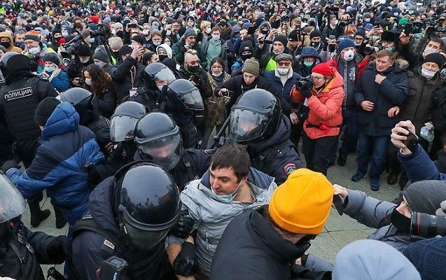 Moskvada mitinqdə iştirak edən 500-dən çox şəxs tutulub