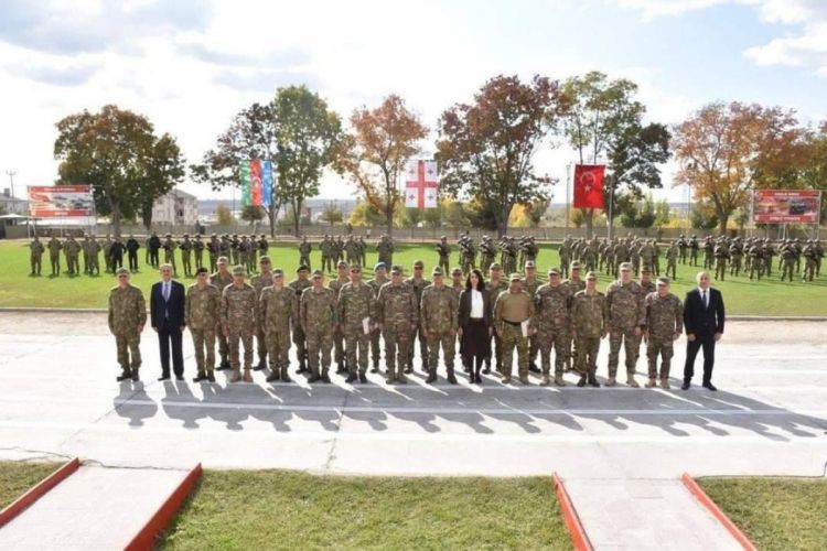 Военнослужащие Азербайджана, Турции и Грузии провели совместное учение по охране БТД