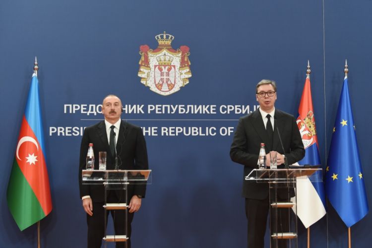 Президенты Азербайджана и Сербии выступили с заявлениями для печати ОБНОВЛЕНО
