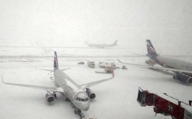 В Москве задержали десятки авиарейсов из-за сильного снегопада
