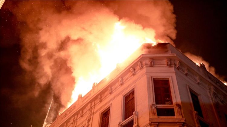 Historic building catches fire in Peru's capital amid anti-government protests