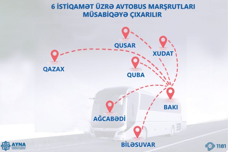 Altı istiqamətdə şəhərlərarası avtobus marşrutları müsabiqəyə çıxarıldı