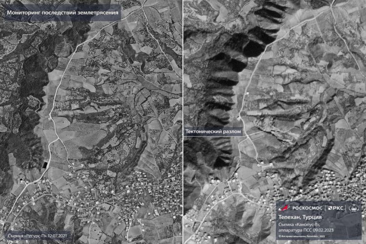 «Роскосмос» опубликовал космический снимок тектонического разлома, вызванного землетрясением в Турции