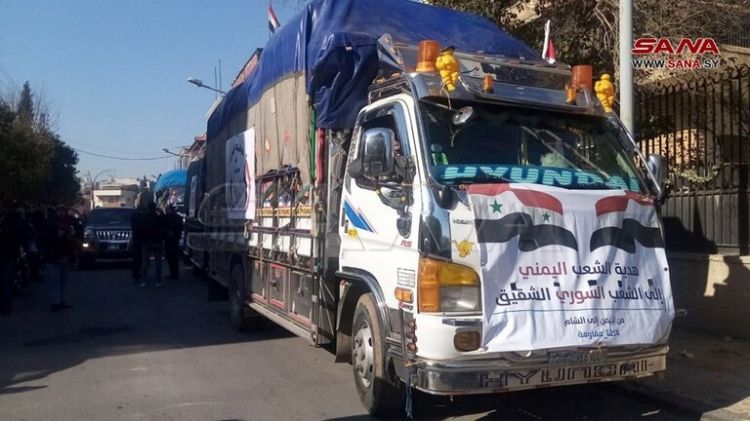 انطلاق قافلة مساعدات يمنية إلى اللاذقية للمتضررين من الزلزال