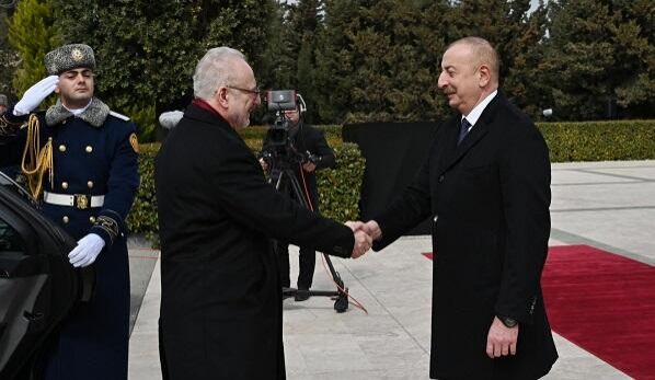 Presidents of Azerbaijan and Latvia make press statements