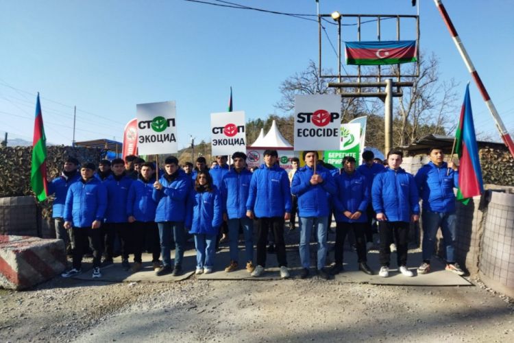 105th day of peaceful protest of Azerbaijani eco-activists on Lachin–Khankendi road