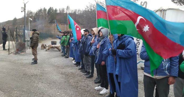 128th day of peaceful protest of Azerbaijani eco-activists on Lachin–Khankendi road