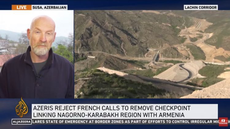 Media Staff of Al-Jazeera visiting Karabakh broadcasted live from Shusha
