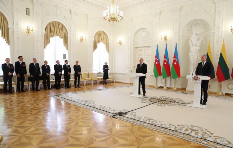 Presidents of Azerbaijan and Lithuania made press statements