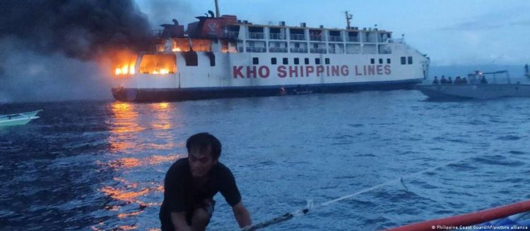 All 120 people aboard rescued after ferry fire