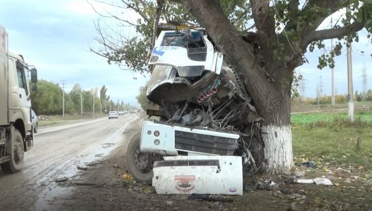 Xocalıda yük avtomobili ağaca çırpıldı Sürücü öldü